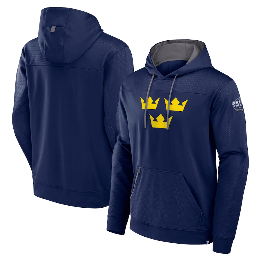 Sweden 2025 4 Nations Face-Off Defender Poly Fleece Pullover Athletic Navy Hoodie