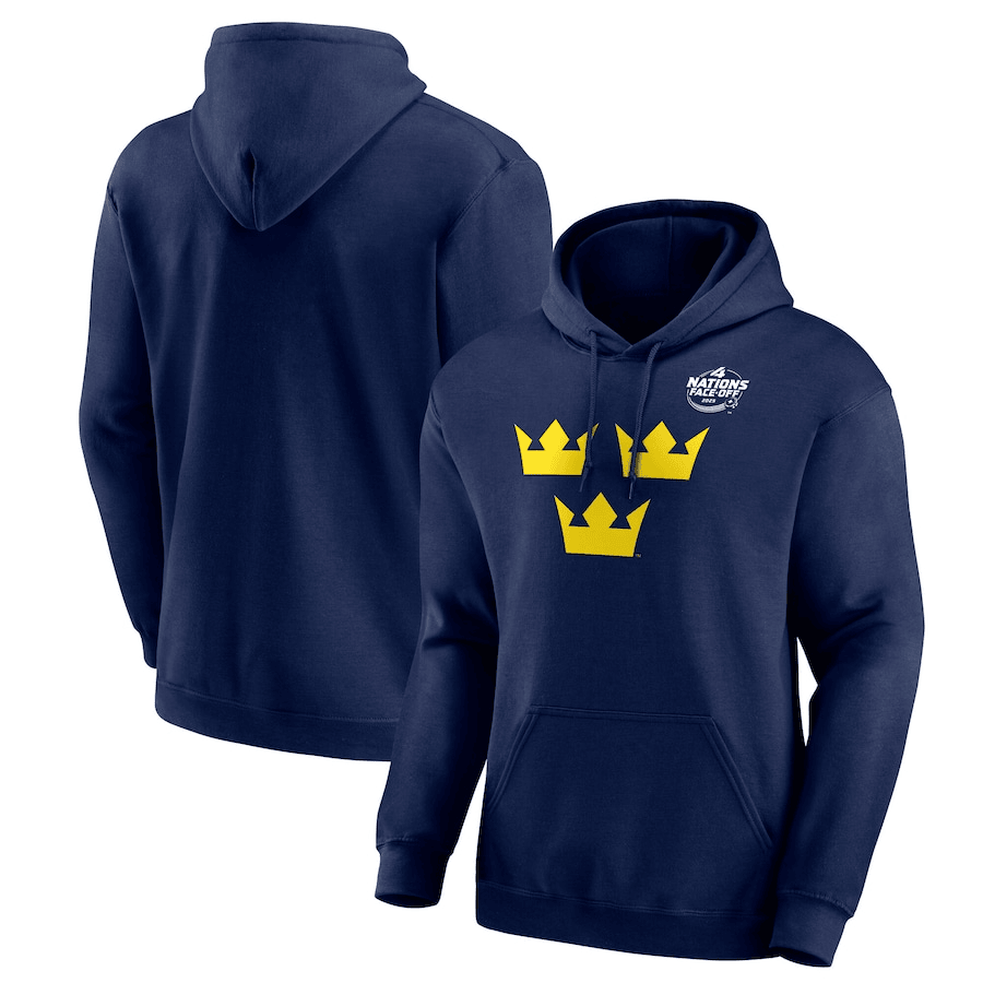 Sweden 2025 4 Nations Face-Off Fleece Pullover Navy Hoodie