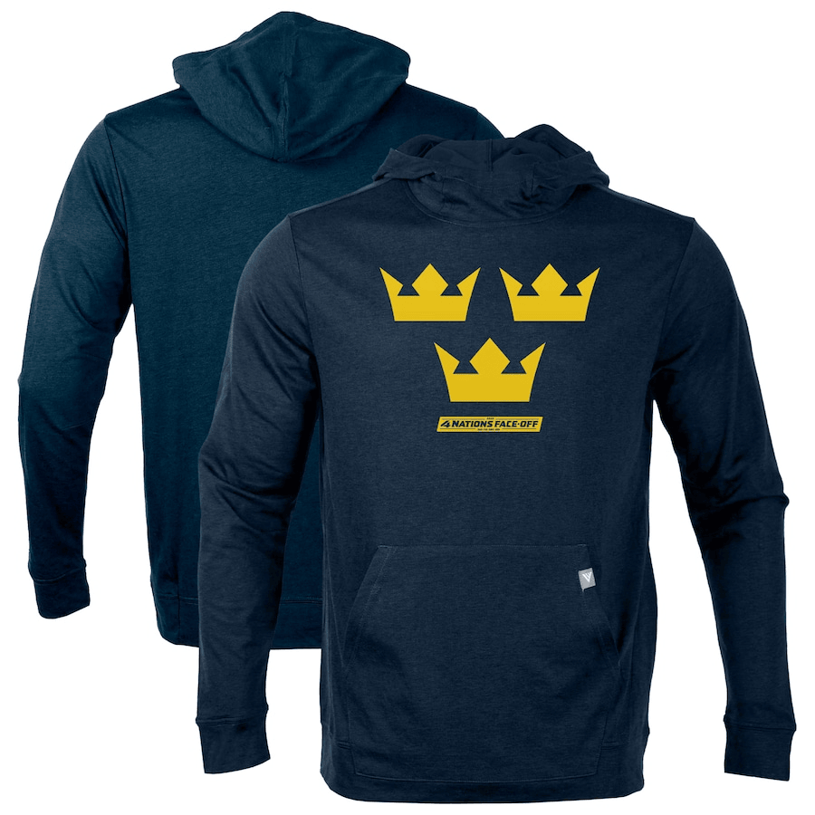 Sweden 2025 4 Nations Face-Off Thrive Tri-Blend Pullover Navy Hoodie