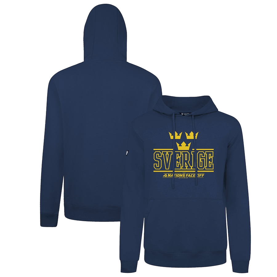 Sweden 2025 4 Nations Face Off Victory Pullover Navy Hoodie