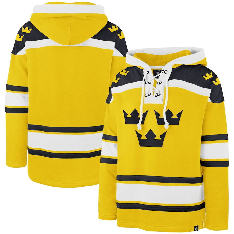 Sweden '47 2025 4 Nations Face-Off Superior Lacer Pullover Gold Hoodie