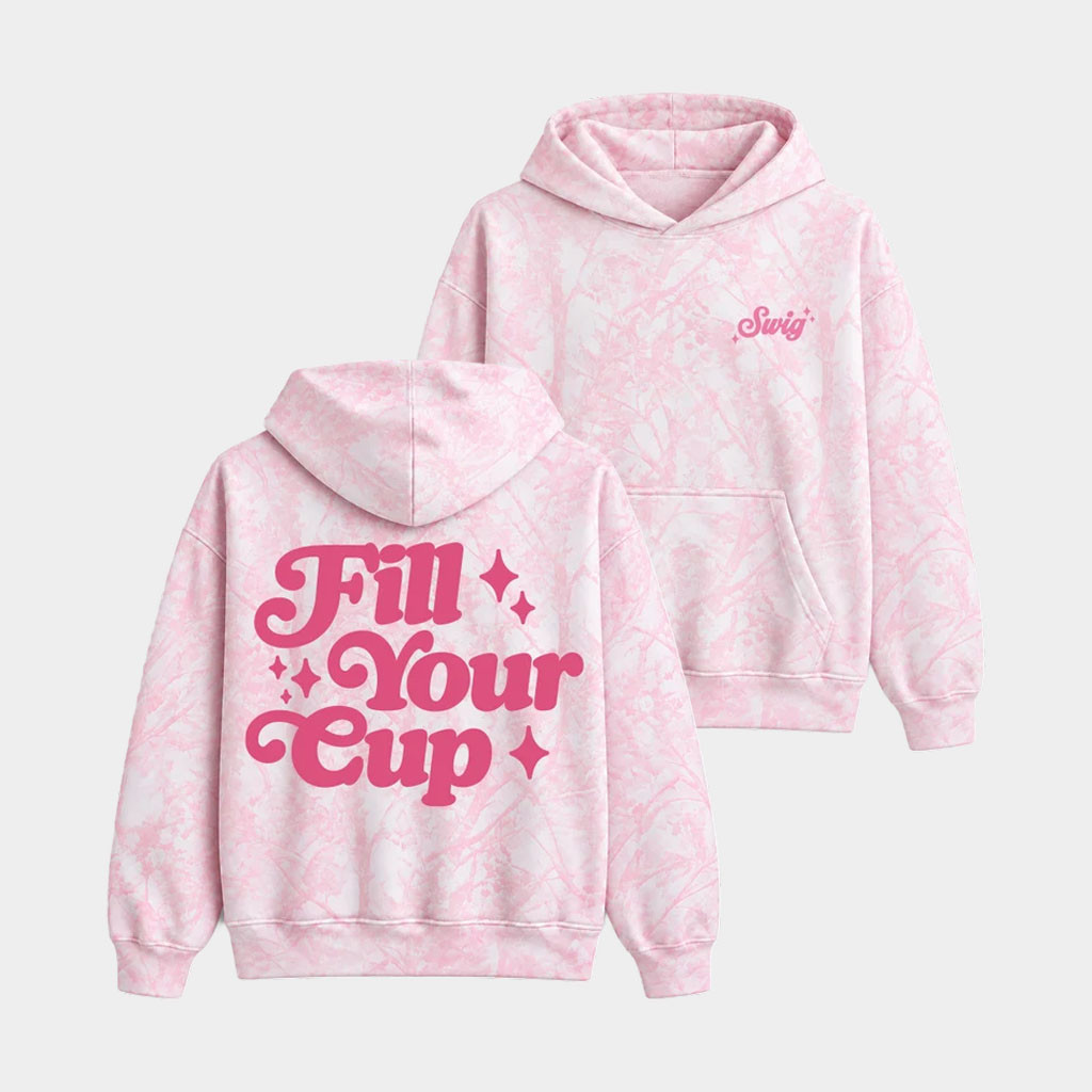 Swig Merch 2026 Fill Your Cup Pink Camo Hoodie Soda Lover Gifts For Her