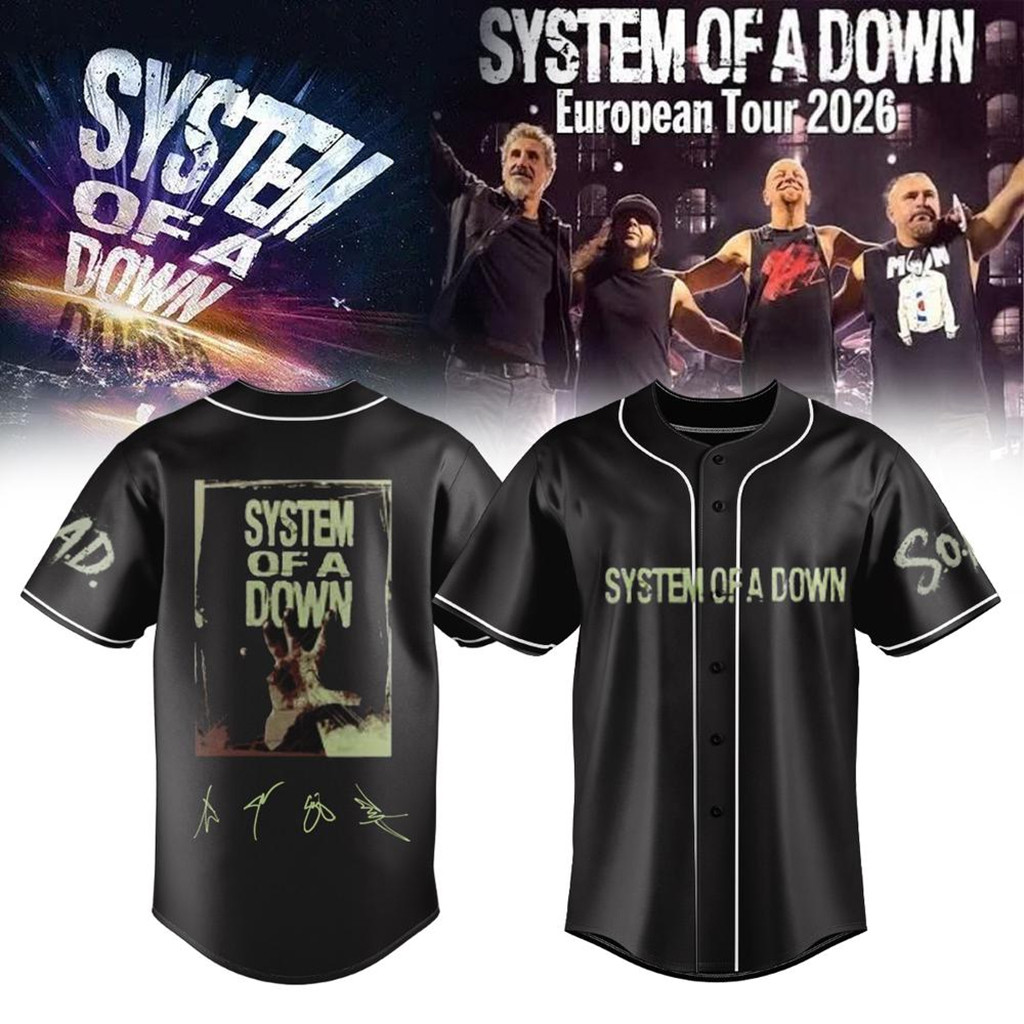 System Of A Down Europe UK Stadium Tour 2026 Baseball Jersey Black SOAD Merch Gifts For Dudes