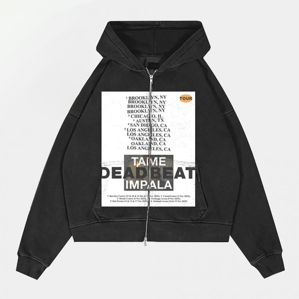 Tame Impala Merch Deadbeat Tour Dates 2025 Zip Hoodie Music Related Gifts For Guys