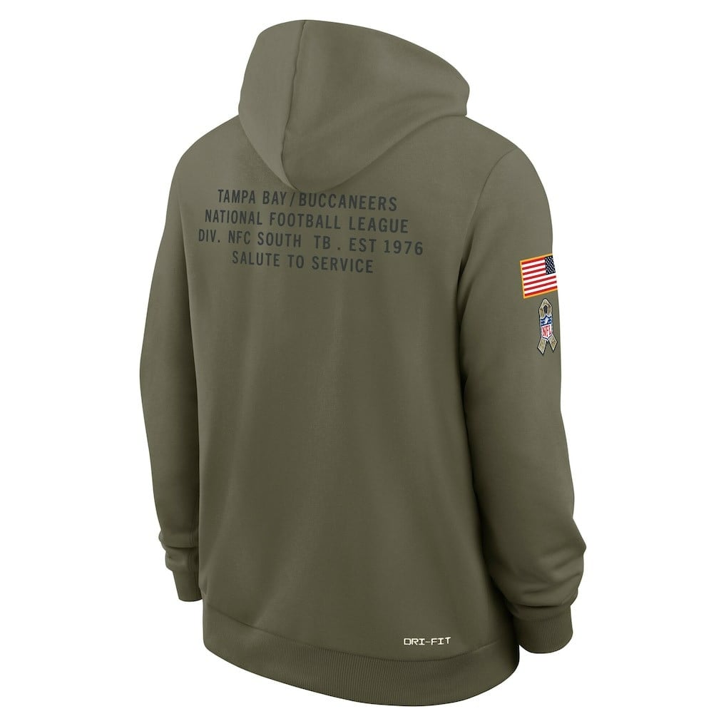 Tampa Bay Buccaneers 2025 Salute to Service Sideline Standard Issue Dri-FIT Hoodie - Olive - Image 2