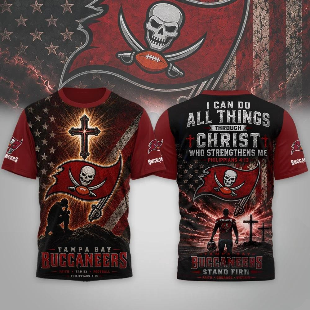 Tampa Bay Buccaneers 2026 Faith Family Football T-Shirt Buccaneers Merch Religious Apparel