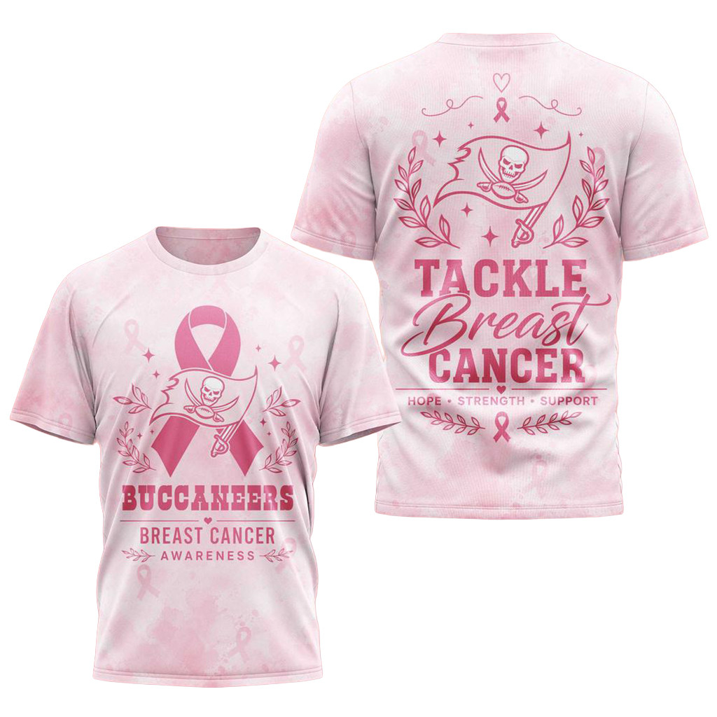 Tampa Bay Buccaneers Hope Strength Support Breast Cancer T-Shirt Buccaneers Merch Best Gifts
