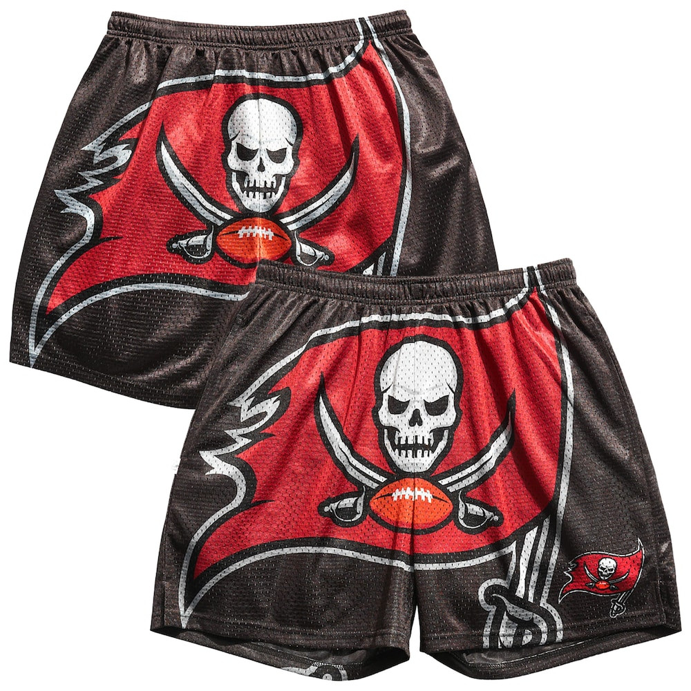 Tampa Bay Buccaneers Merch - Men's Chalk Line Big Logo Retro Shorts, Brown - Football Team Gifts Ideas