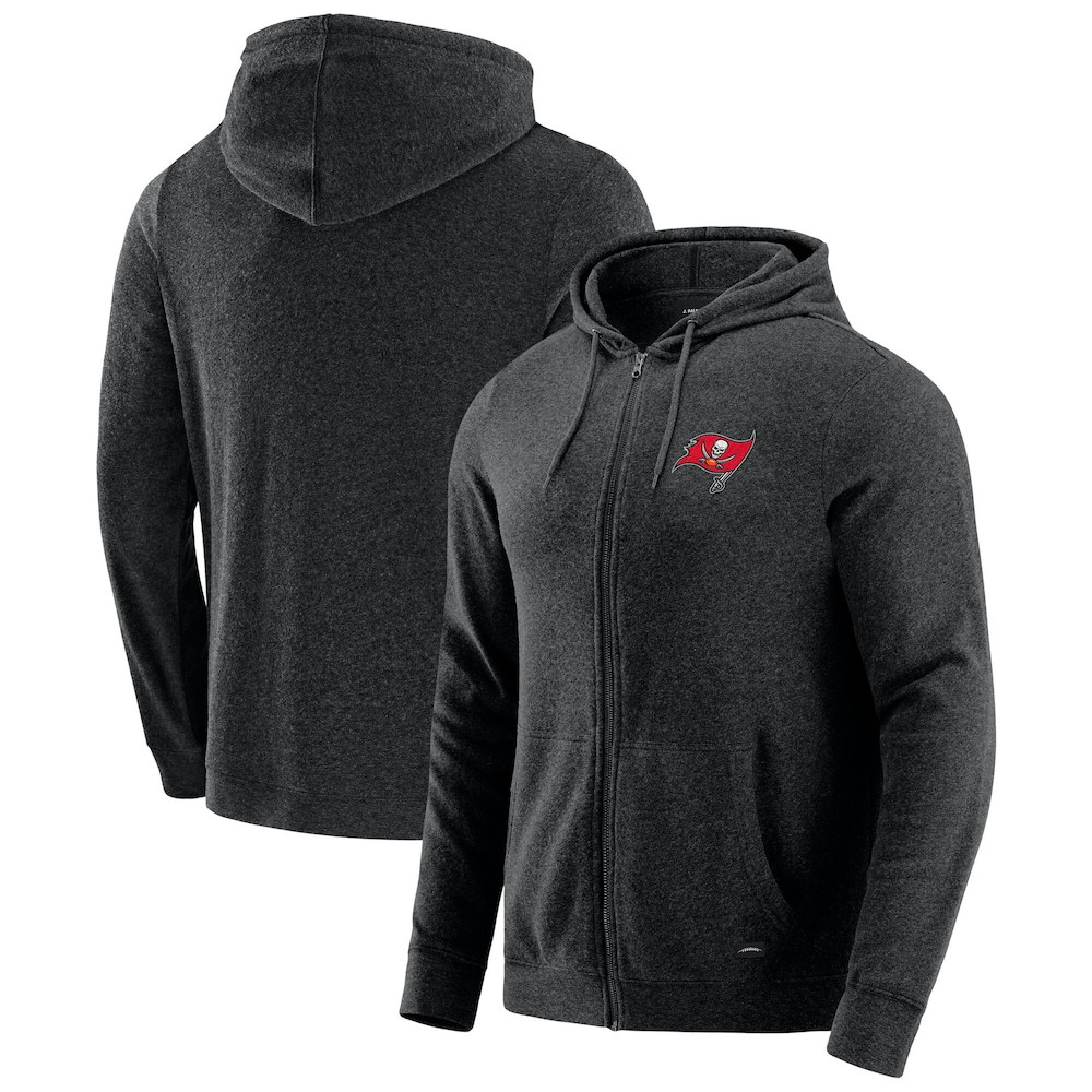 Tampa Bay Buccaneers Merch - Men's Dark Players Lounge Full-Zip Hoodie, Heather Gray - J. Palmer - Football Related Gift Ideas