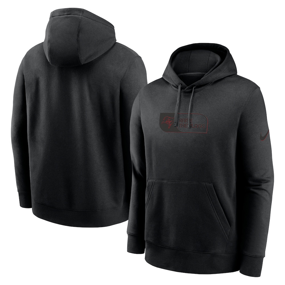 Tampa Bay Buccaneers Merch - Men's Edge Pack French Terry Club Pullover Hoodie, Black - Football Enthusiast Gifts