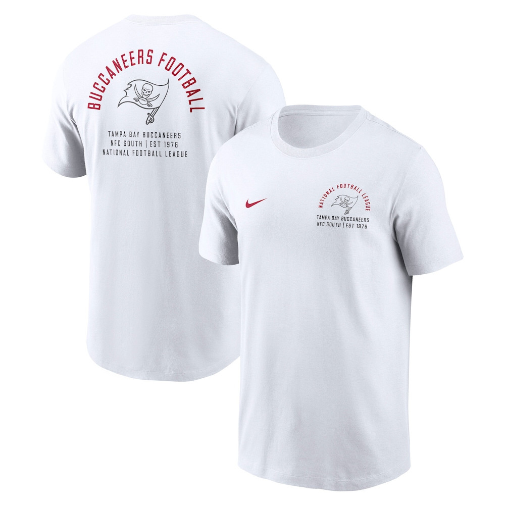 Tampa Bay Buccaneers Merch - Men's Split Logo T-Shirt, White  - Best Football Gifts For Christmas