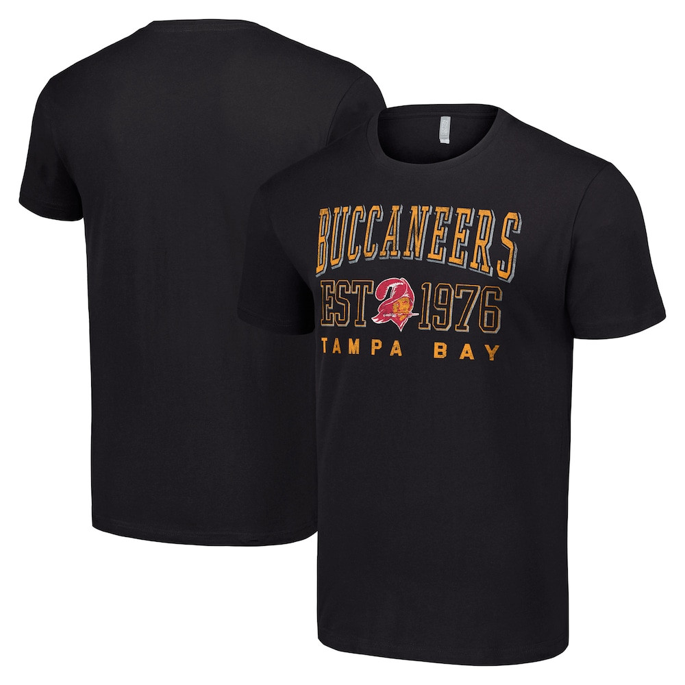Tampa Bay Buccaneers Merch - Men's Throwback Logo T-Shirt, Black - Starter - Cool Gifts For Football Fans