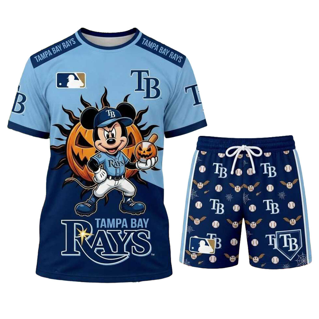 Tampa Bay Rays Mickey Mouse Pumpkin Halloween Shirt And Shorts Rays Merch Baseball Fan Gifts