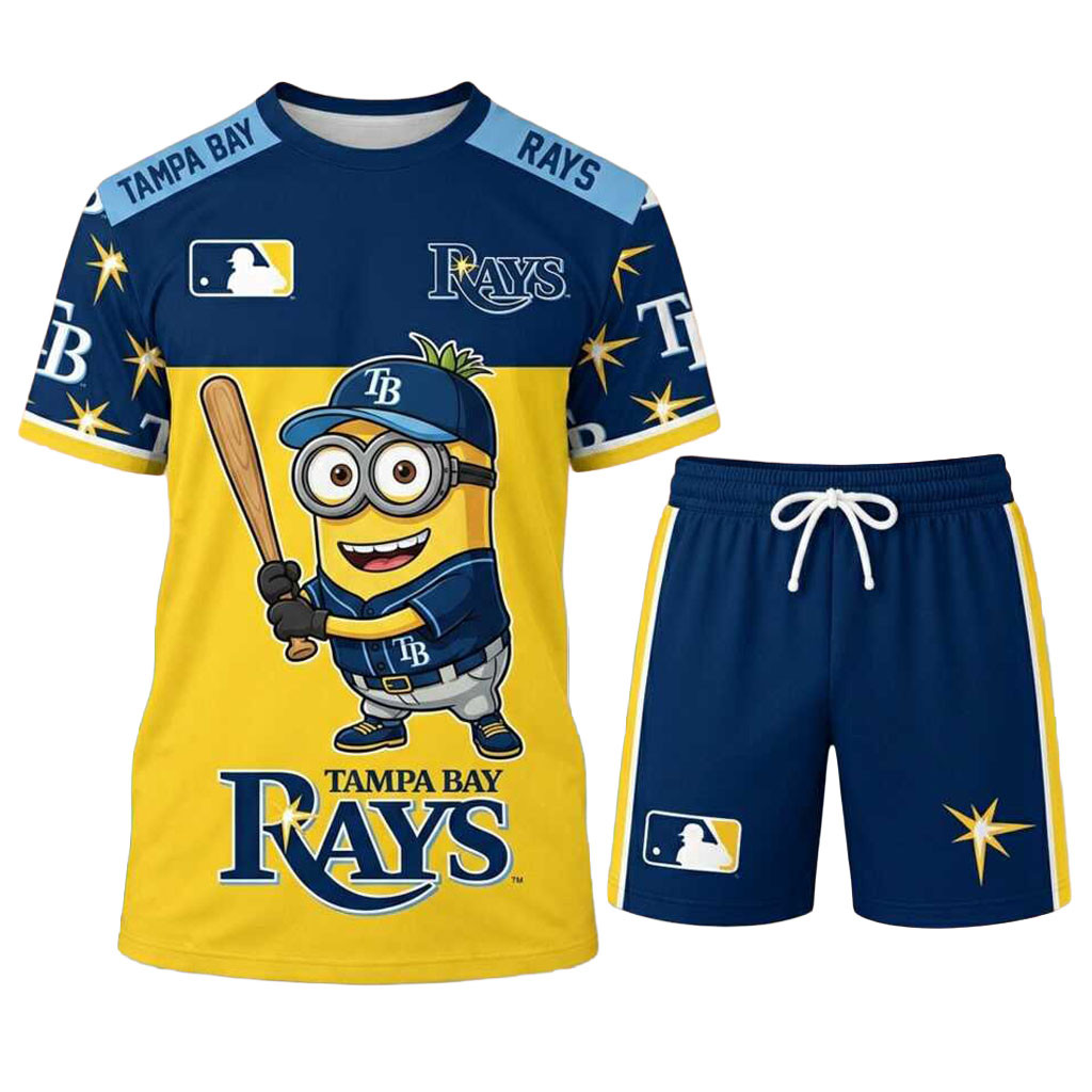 Tampa Bay Rays Minions Baseball Shirt And Shorts Set Rays Merch Best Gift For Baseball Lover