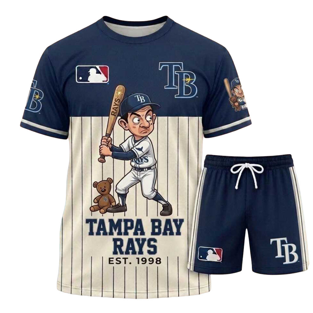 Tampa Bay Rays Mr Bean Mascot Baseball Shirt And Shorts Set Rays Merch Gift For Baseball Fans