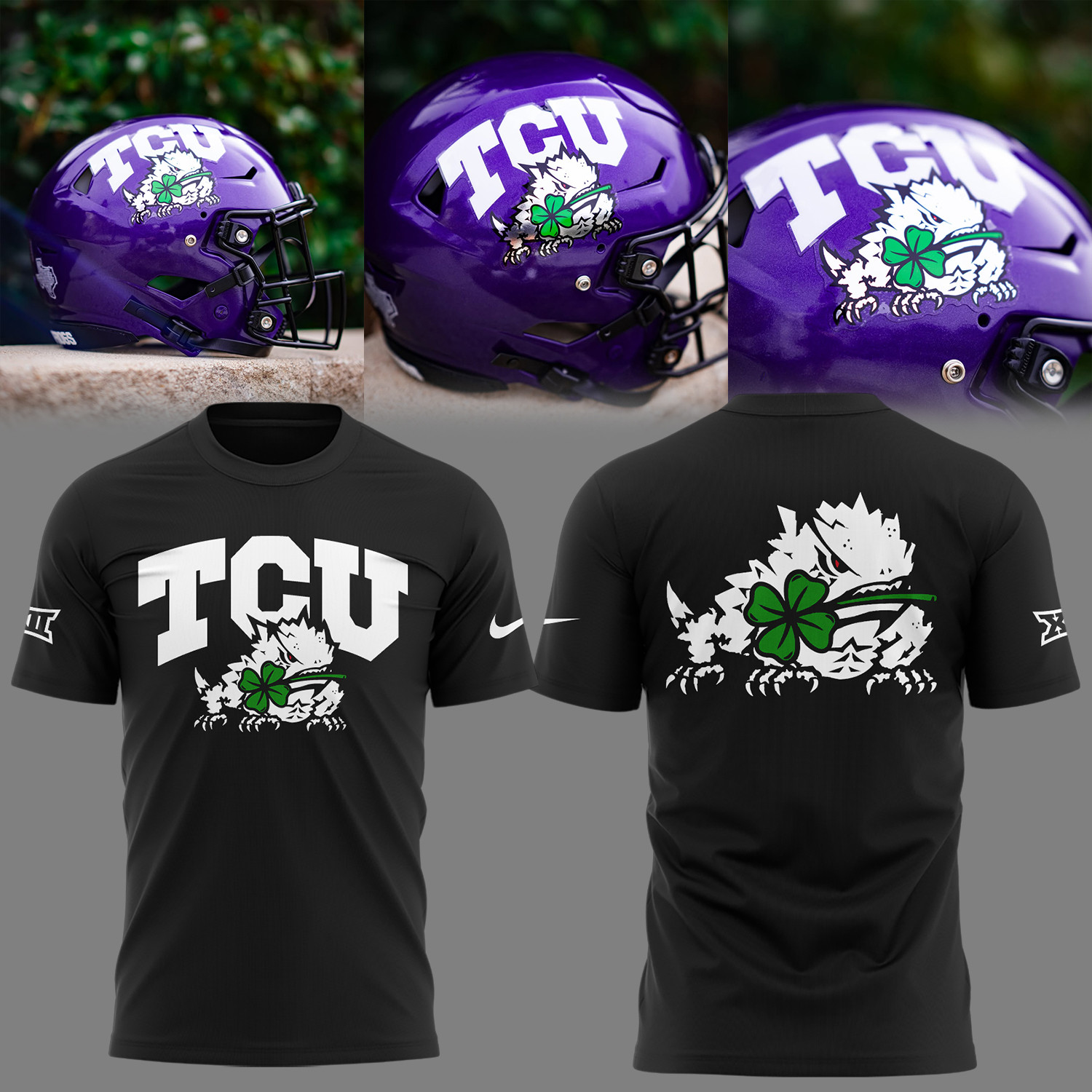 TCU Horned Frogs X Ireland Black T-Shirt 2026 TCU Horned Frogs Merch Gifts For Football Fans