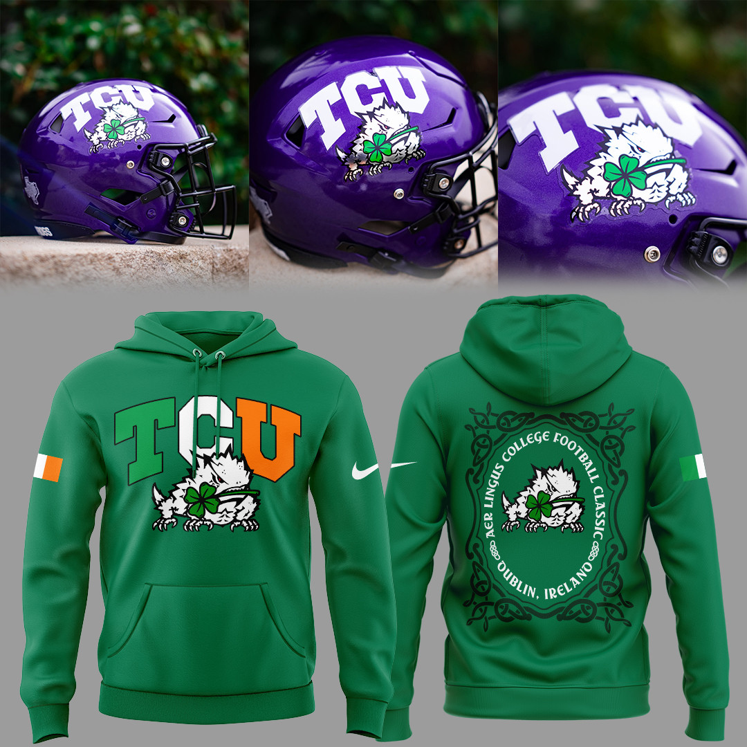 TCU Horned Frogs X Ireland Hoodie 2026 TCU Horned Frogs Merch Football Game Day Gifts