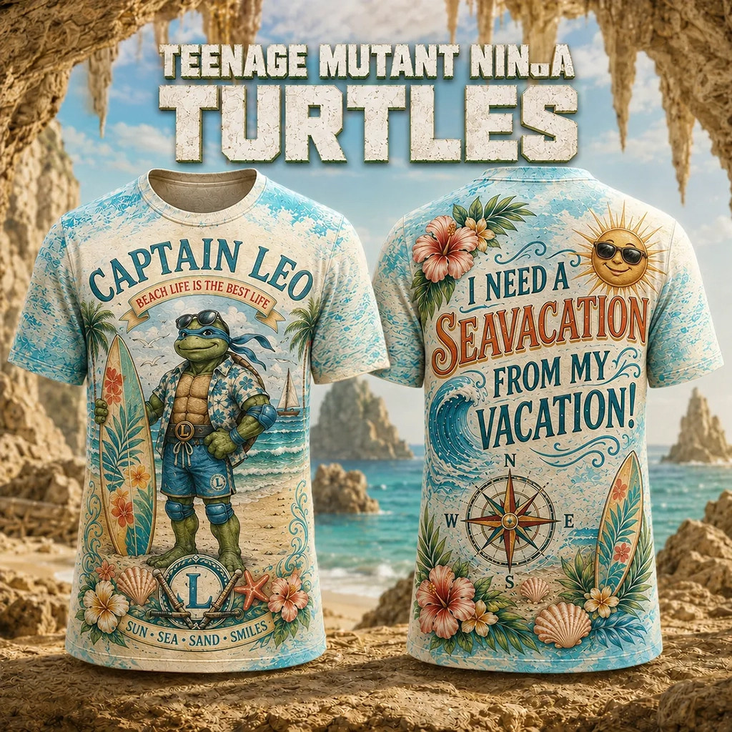 Teenage Mutant Ninja Turtles Leonardo Tropical T-Shirt Summer Vacation Gifts For Him