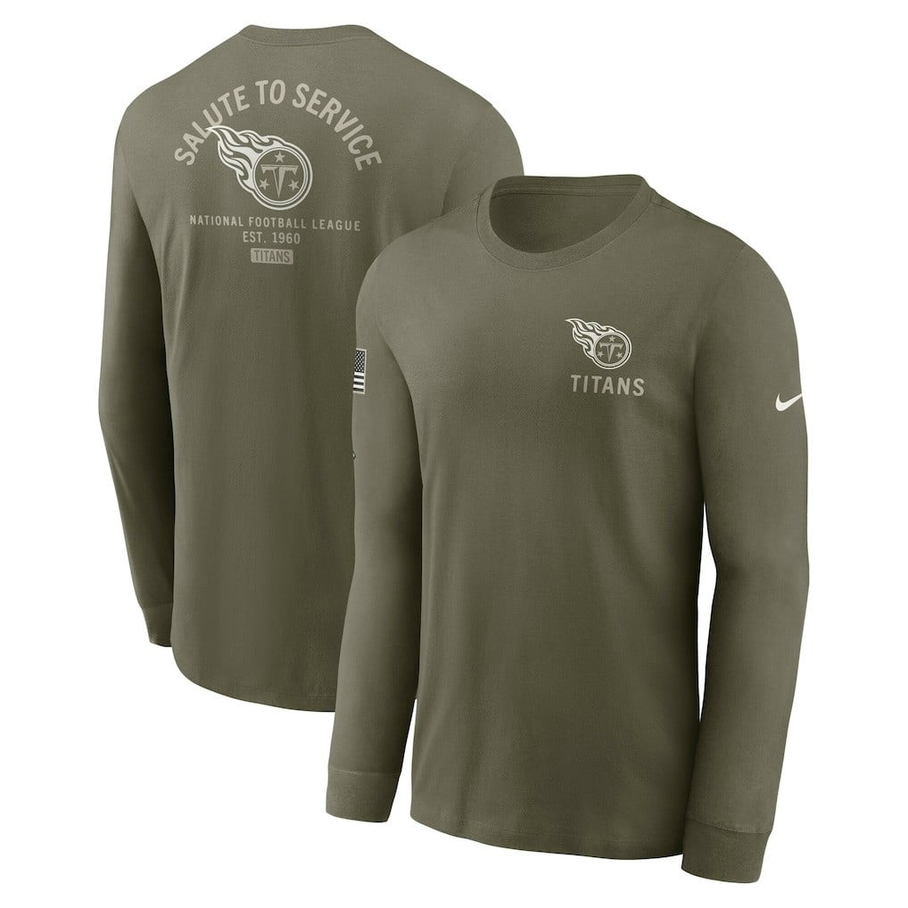 Tennessee Titans 2025 Salute to Service Sideline Long Sleeve T-Shirt - Olive