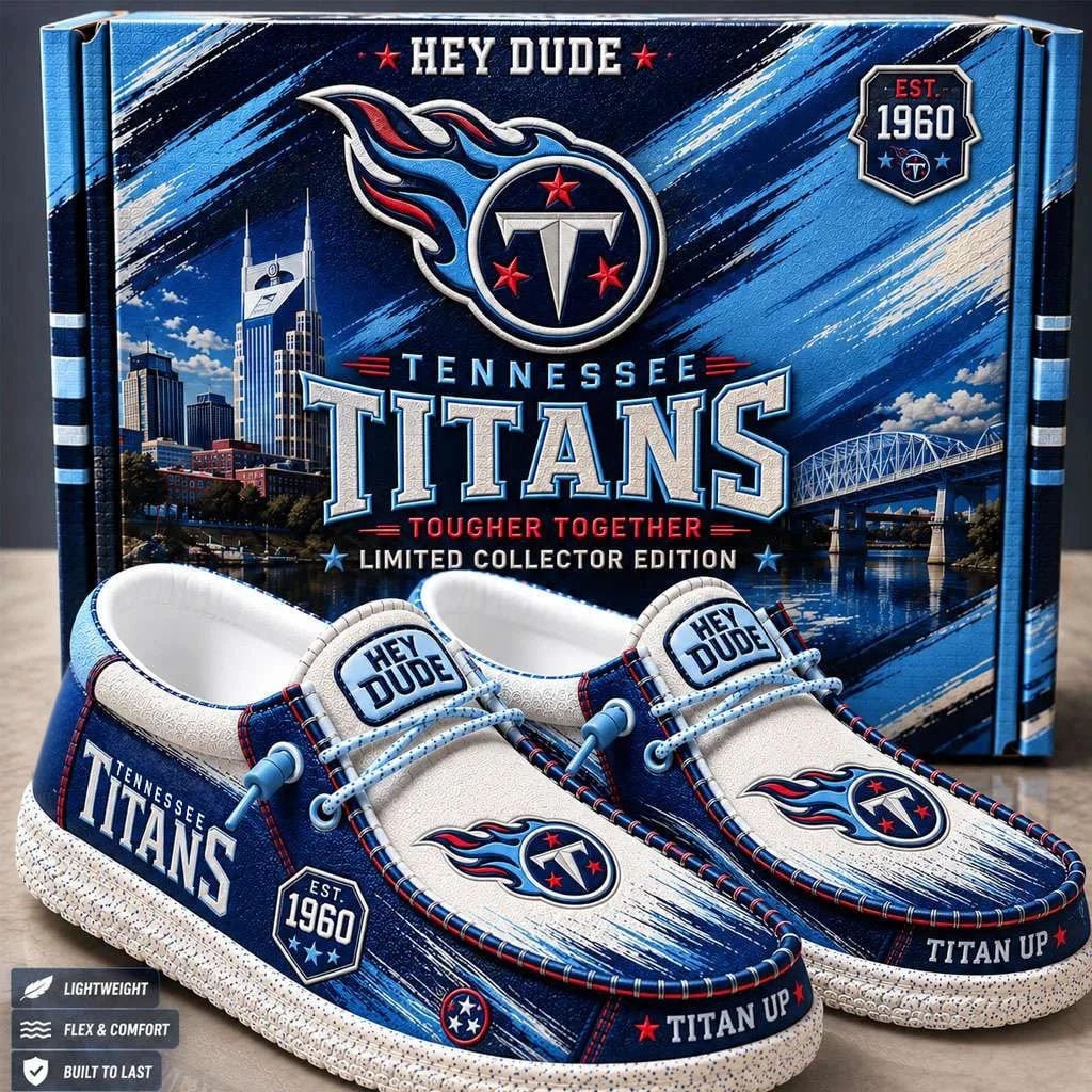 Tennessee Titans Merch Est 1960 Titan Up Slip-On Loafers Best Gift For Football Lovers