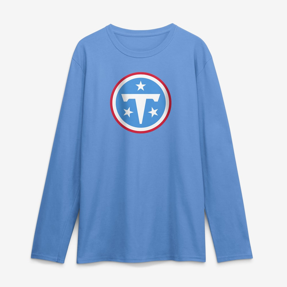 Tennessee Titans Merch - Men's Logo Athletic Light Primary Logo Long Sleeve T-Shirt, Blue - Football Related Gifts