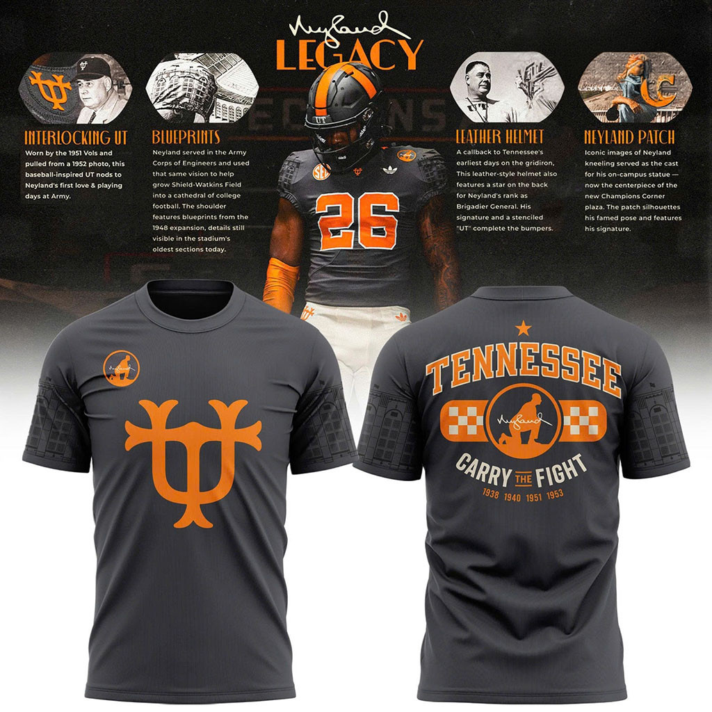 Tennessee Volunteers Neyland Legacy Graphic T-Shirt Carry The Fight Shirt Volunteers Merch