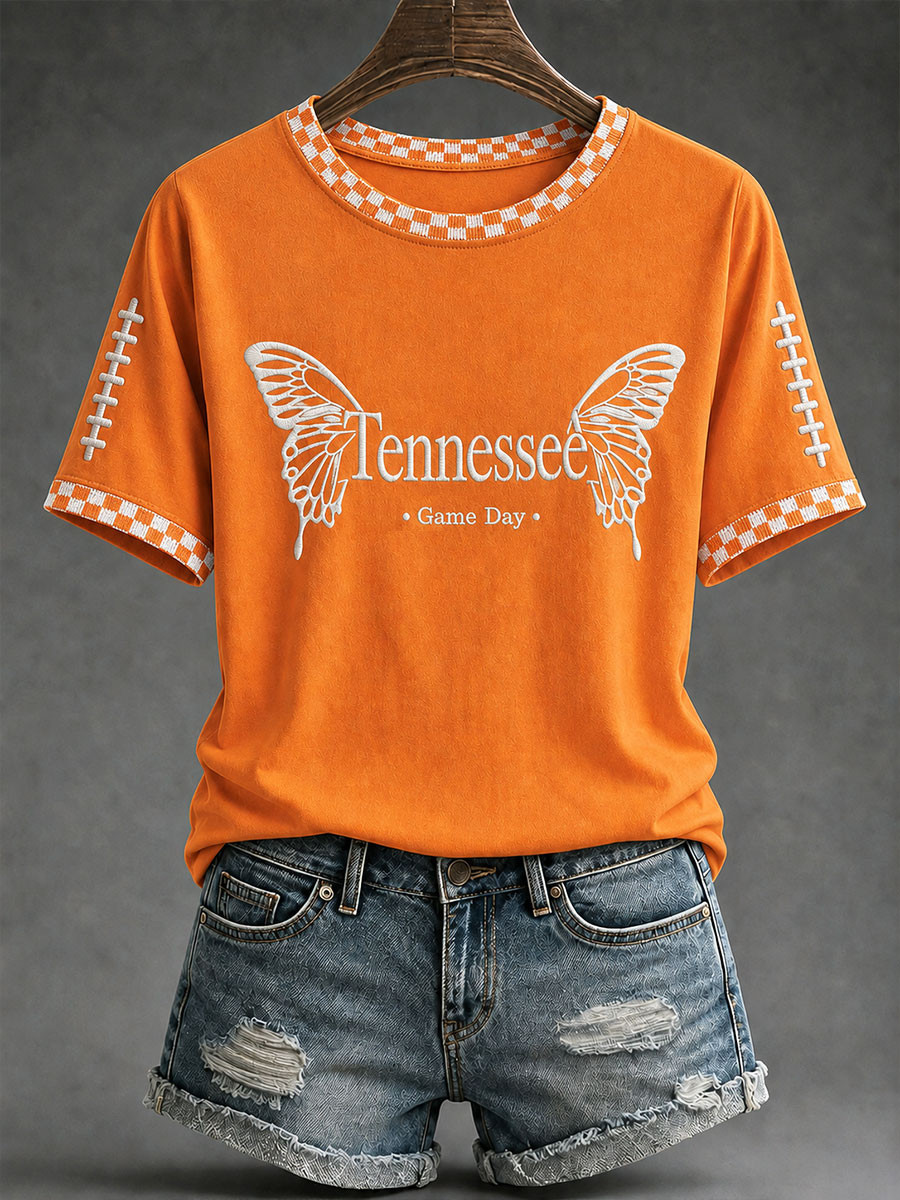 Tennessee Volunteers x Dolly Parton Merch Butterfly Football T-Shirt Gifts For Dolly Fans