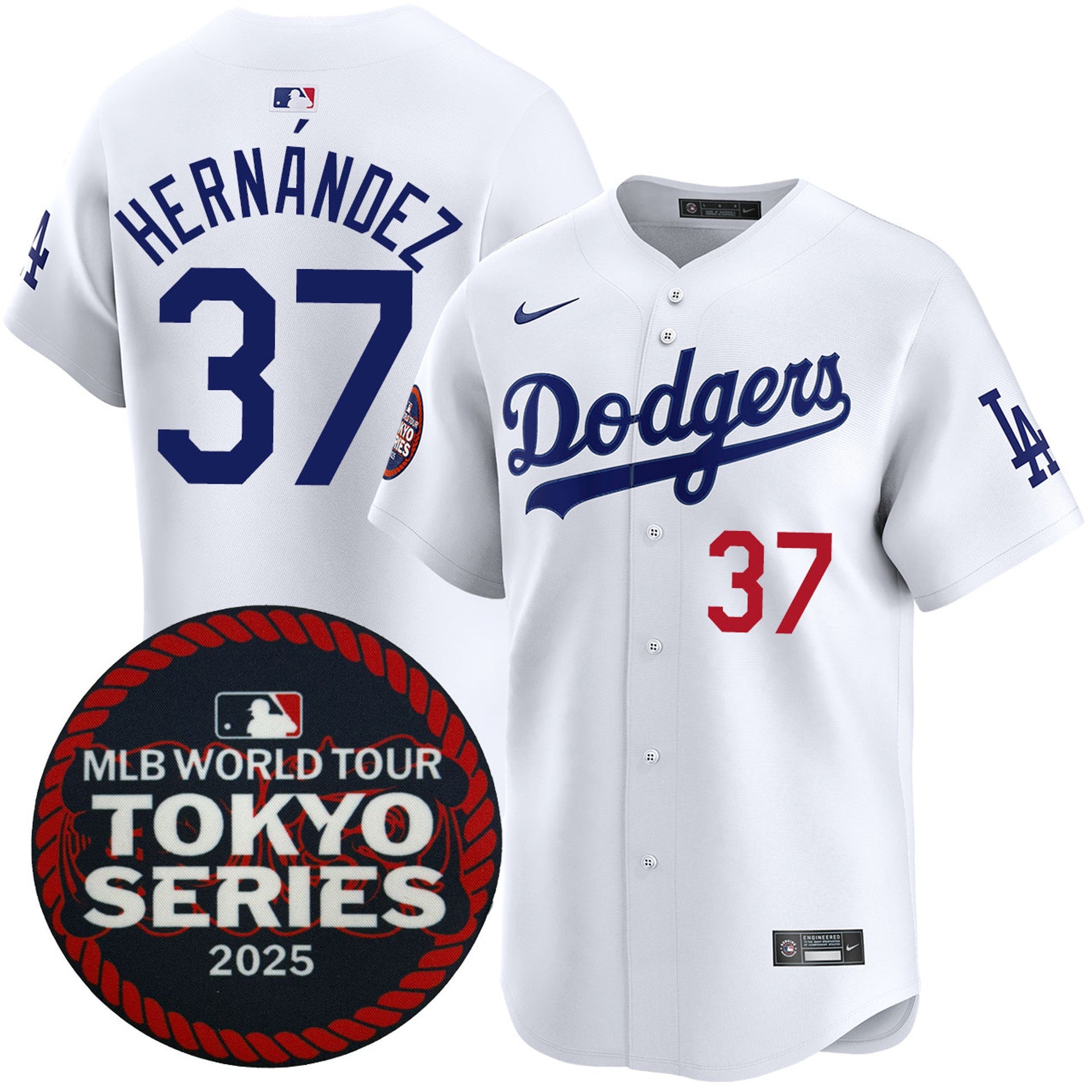 Teoscar Hernandez Los Angeles Dodgers 2025 Home Tokyo Series Jersey - White