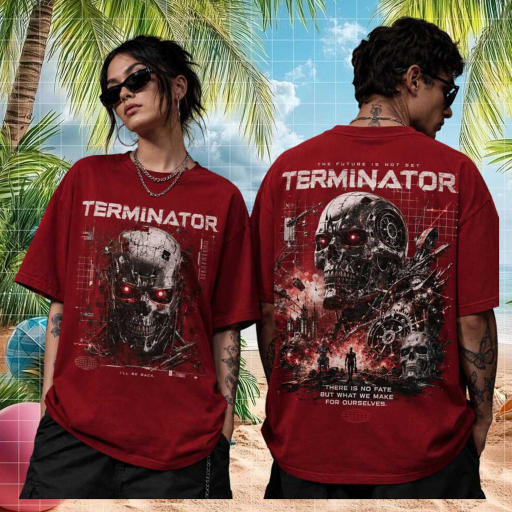 Terminator T-800 Cybernetic Skull Dark Future T-Shirt Terminator Merch Present For Him
