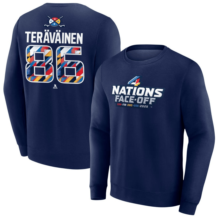 Teuvo Terï¿½ï¿½vï¿½ï¿½inen 2025 4 Nations Face-Off Pick-A-Player Pullover Navy Sweatshirt