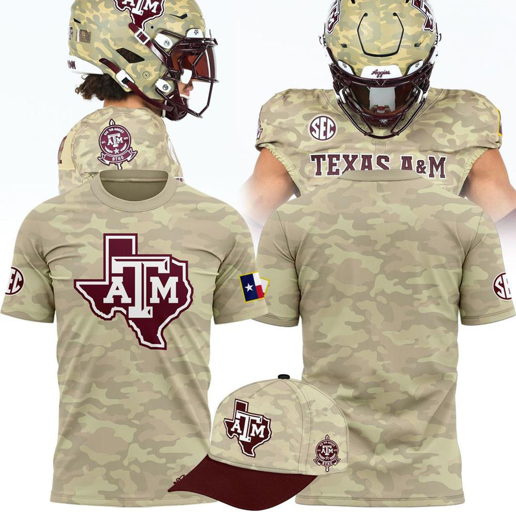 Texas A&M Aggies Gig Em Military Camo T-Shirt Aggies Merch Football Fan Gift Ideas