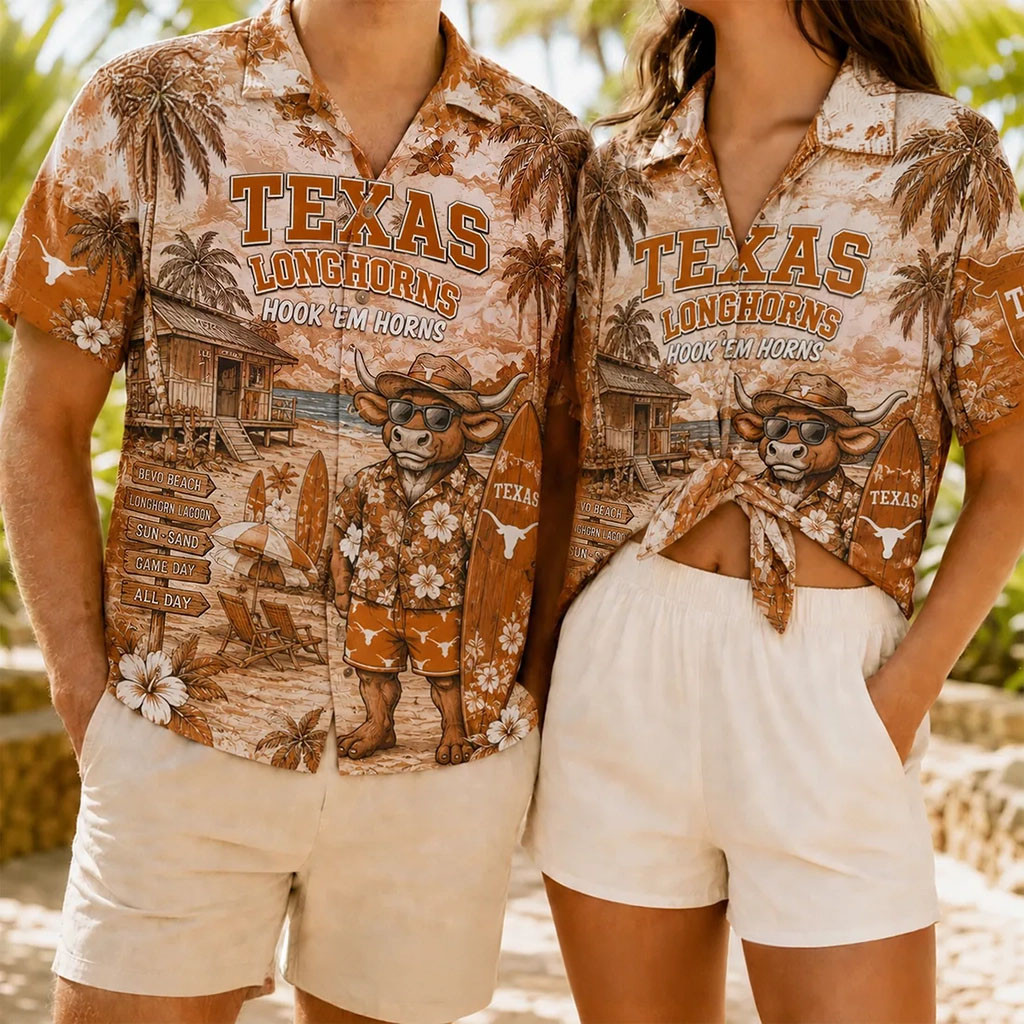 Texas Longhorns Bevo Mascot Hawaiian Shirt Hook Em Horns Longhorns Merch Gifts For Summer