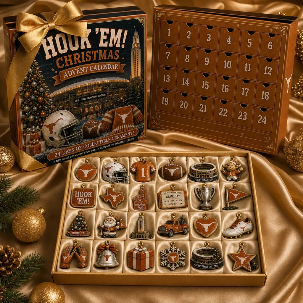 Texas Longhorns Christmas Advent Calendar 24 Days Collectible Ornaments Longhorns Merch Fan Gift