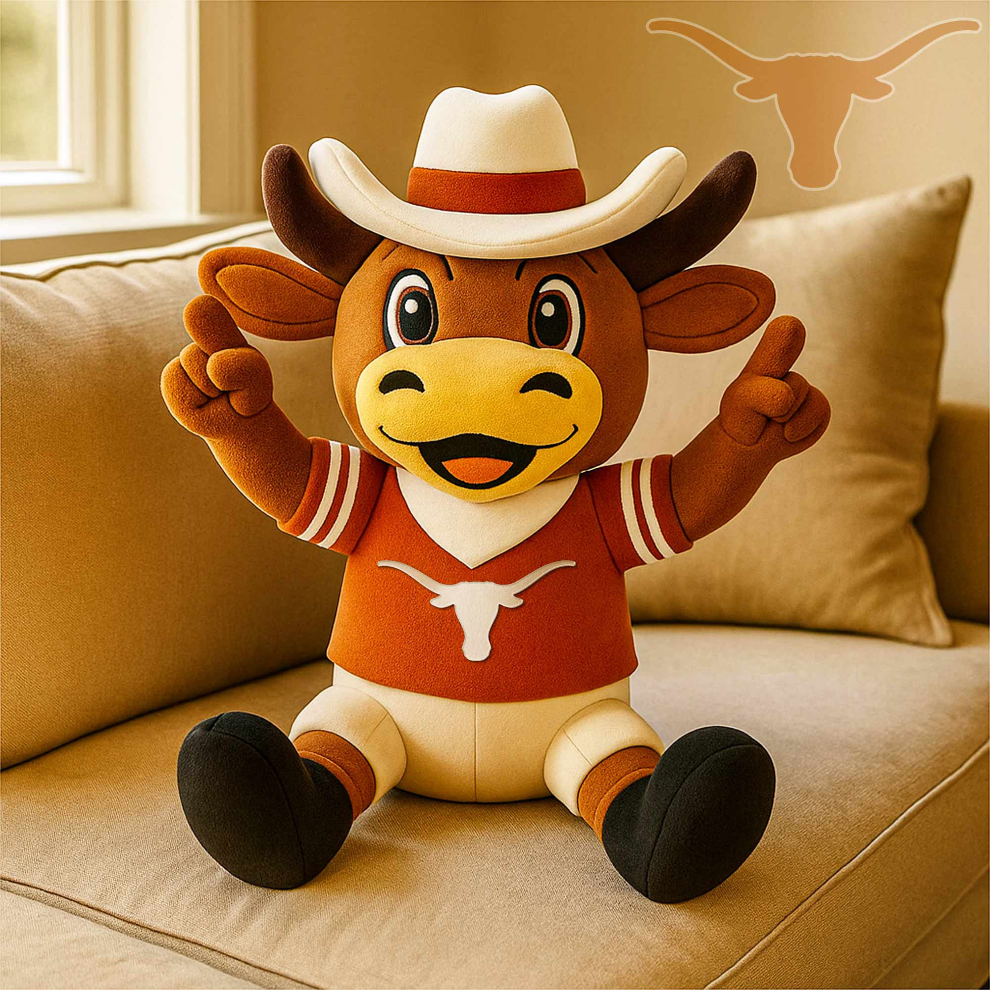 Texas Longhorns Football Plush Pillow Longhorns Merch Sofa Decor Gifts For Football Fan
