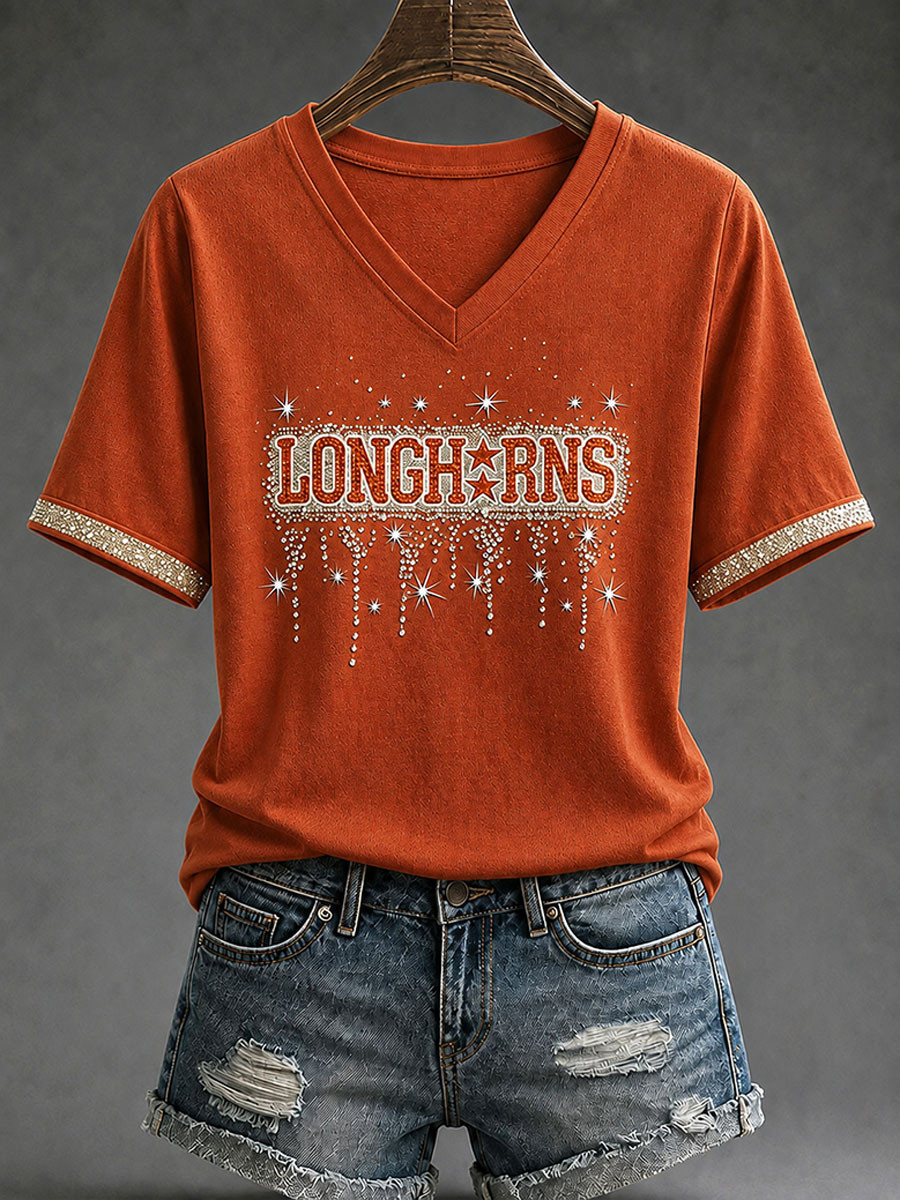Texas Longhorns Merch Austin Texas Football Womens V-Neck T-Shirt Unique Gifts For Football Fans