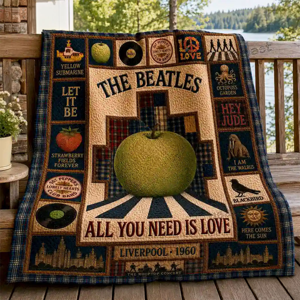 The Beatles All You Need Is Love Quilt Blanket The Beatles Merch Gift For Music Lovers