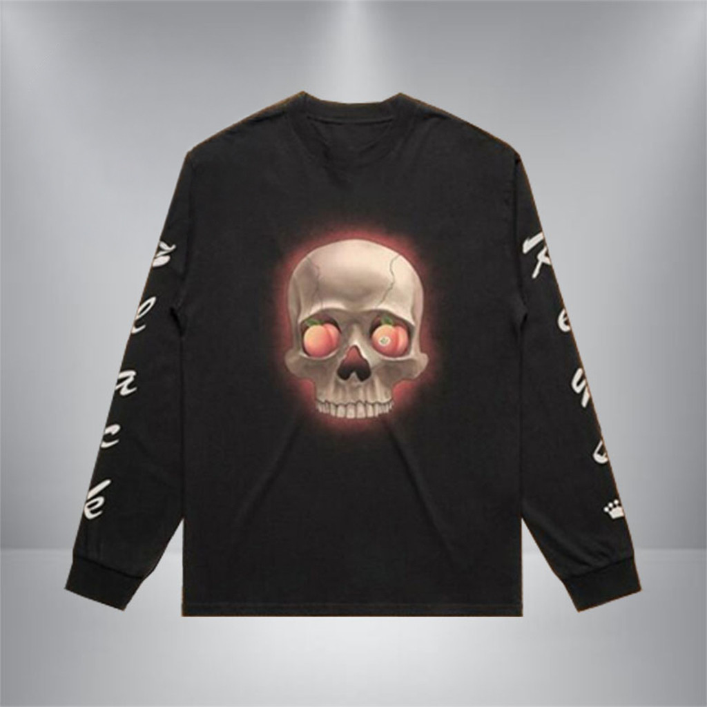 The Black Keys Merch Peaches N Kream World Tour 2026 Skull Peach Eyeball Long Sleeve T-Shirt