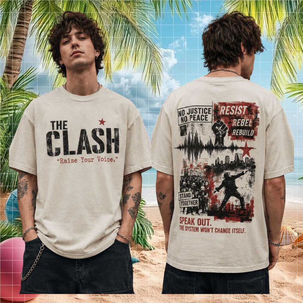 The Clash Raise Your Voice Retro T-Shirt Rebel Protest Punk Rock Concert Music Shirt Fan Merch