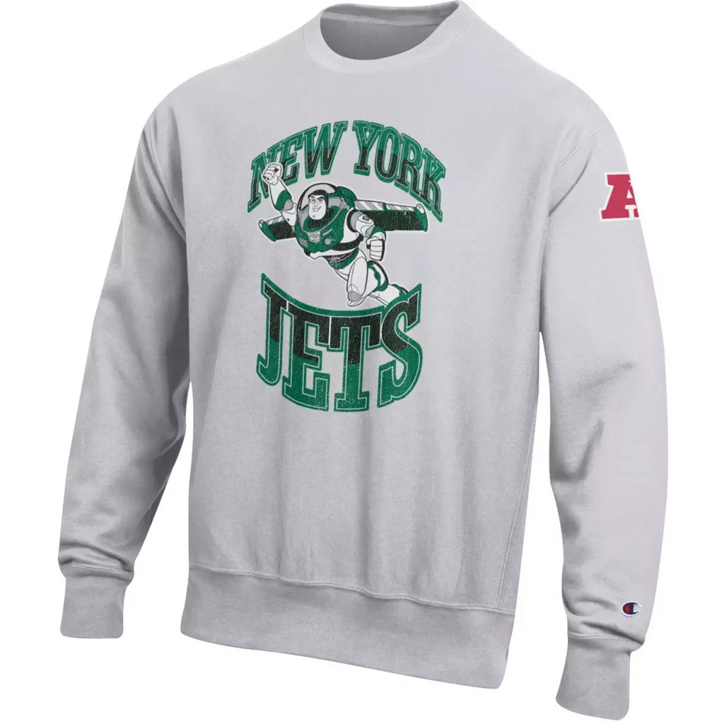 The Disney X NFL Champion NFL Merch 2026 Buzz Lightyear New York Jets Sweatshirt Collection Jets Merch
