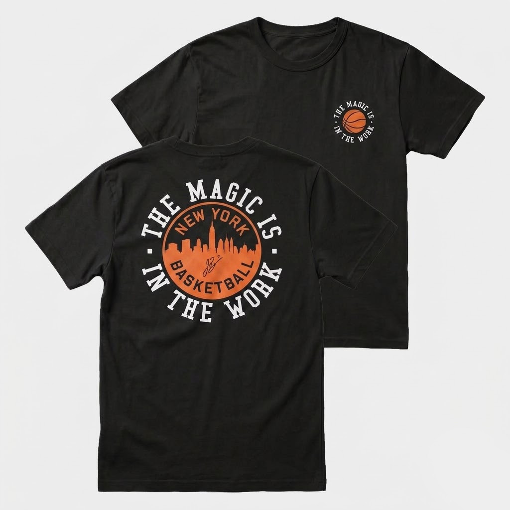 The Faherty X NY Knicks Merch 2026 Jalen Brunson The Magic Is In The Work T-Shirt Knicks Champs