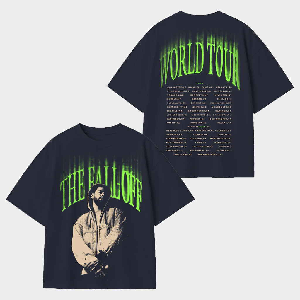 The Fall Off Tour Merch J Cole 2026 Neon Face T-Shirt J Cole Merch Music Lover Gifts For Him