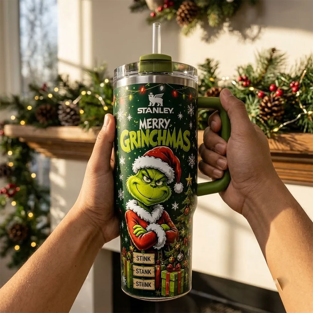 The Grinch Merry Grinchmas Green 40oz Stanley Tumbler The Grinch Merch Best Xmas Gifts