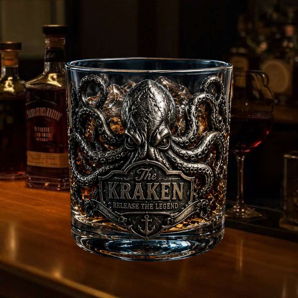 The Kraken Black Spiced Rum Release The Legend Whiskey Glass Cool Gifts For Dad