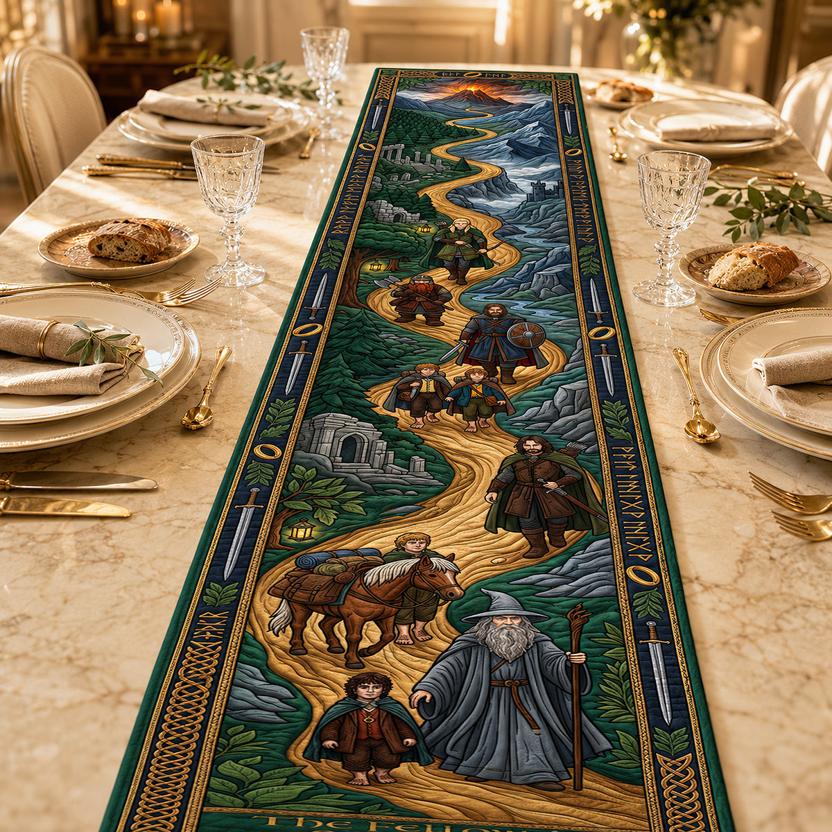 The Lord Of The Rings Legends Never Fade Quilted Table Runner The Lord Of The Rings Merch Decor