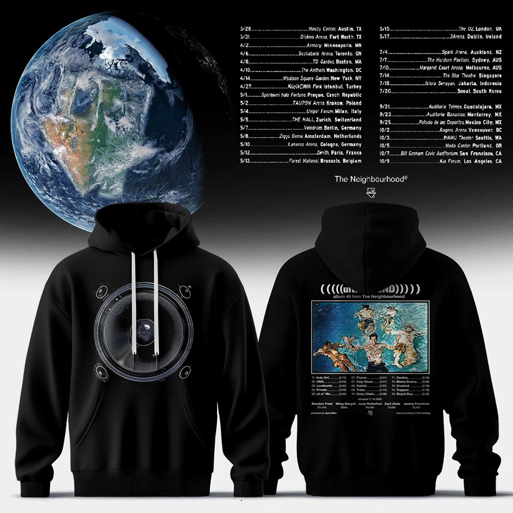 The Neighbourhood Merch THE WOURLD TOUR Hoodie Music Related Gifts For Guys