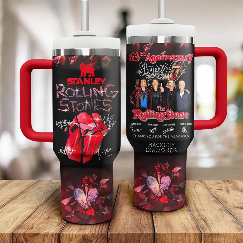 The Rolling Stones 63rd Anniversary Stanley Handle Tumbler The Rolling Stones Merch Gift For Fans