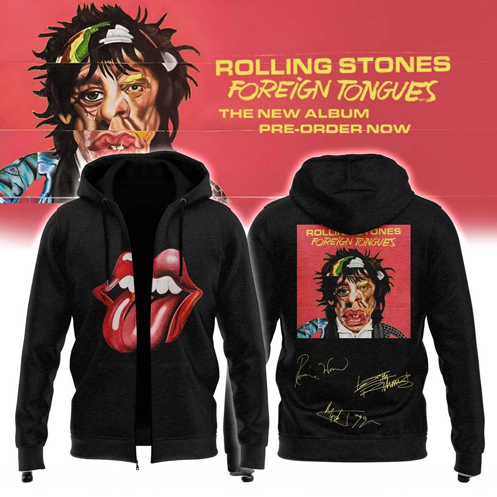 The Rolling Stones Merch 2026 Foreign Tongues Album Signed Zip Hoodie Gift for Rock Band Fans