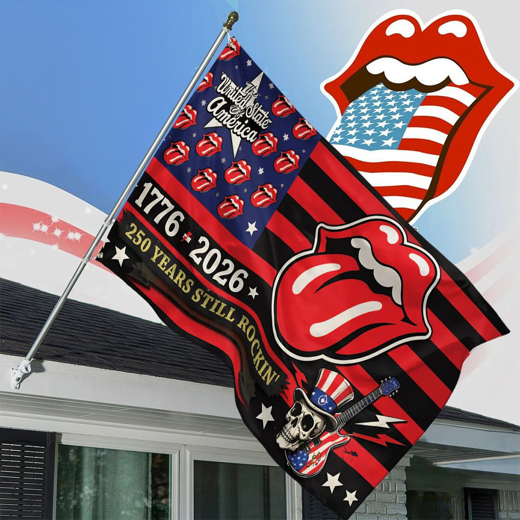 The Rolling Stones USA 250th Anniversary 1776-2026 Still Rockin' Flag Patriotic Home Decor Gift