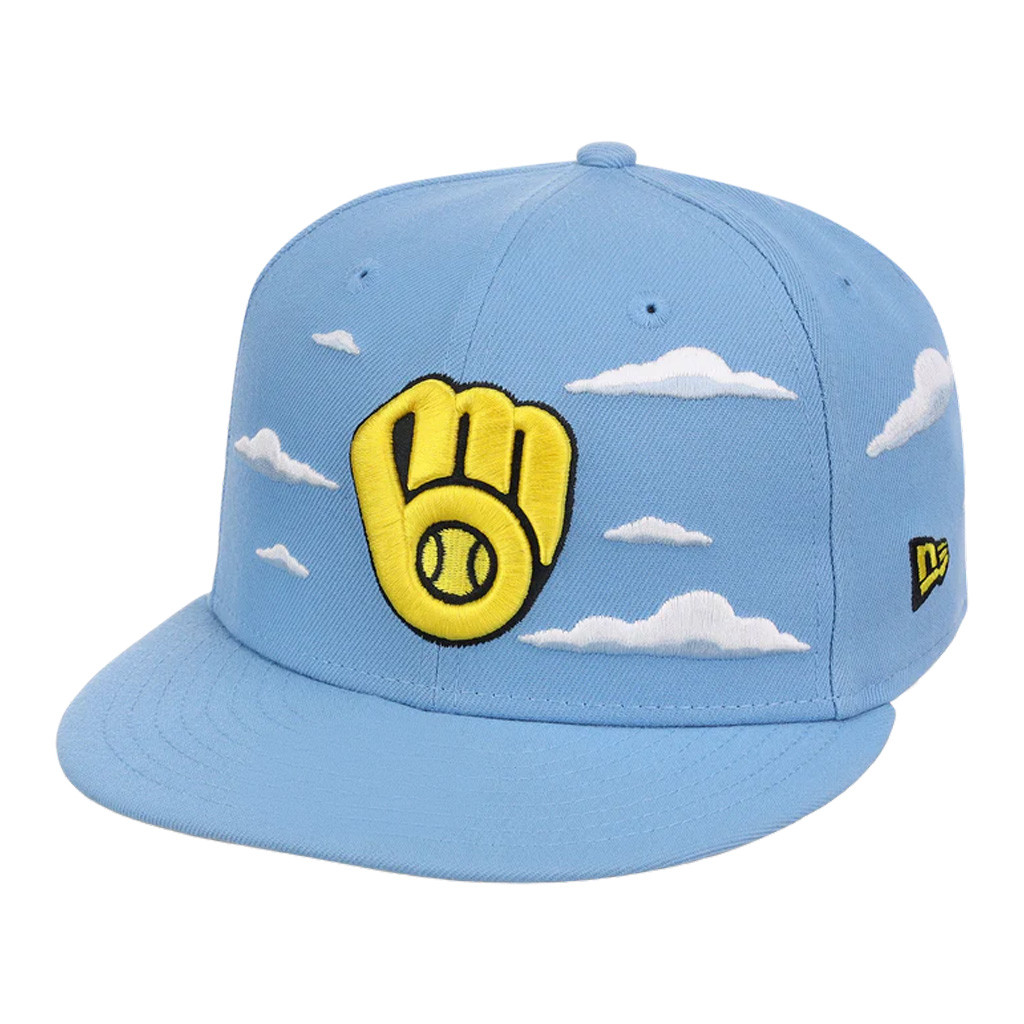 The Simpsons x Merch Milwaukee Brewers Simpsons Clouds Snapback Hat Embroidered Gifts - Image 2