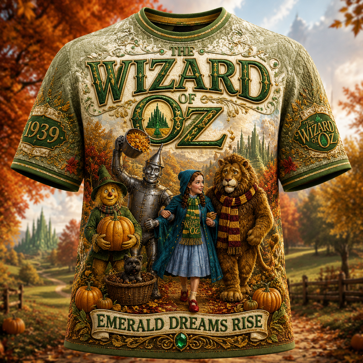 The Wizard Of Oz Merch Autumn T-Shirt Emerald Dreams Rise Shirt GiftS For Movie Fans